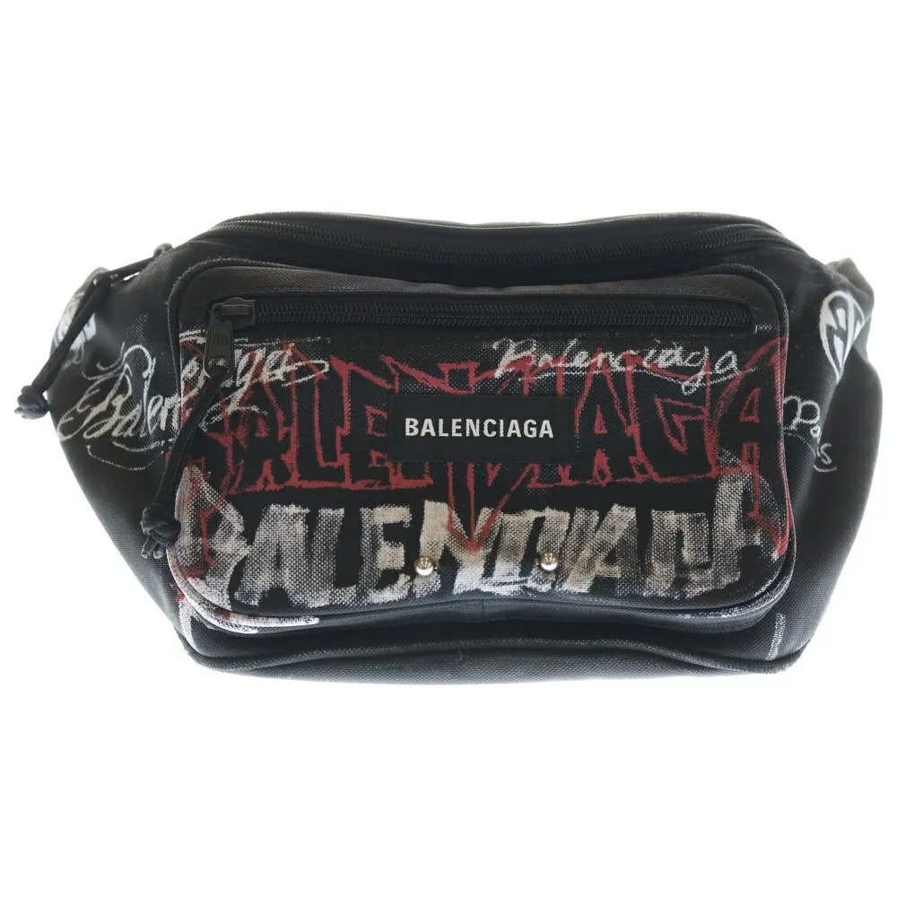 BALENCIAGA EXPLORER DIY METAL ALLOVER Painted Waist Bag Black